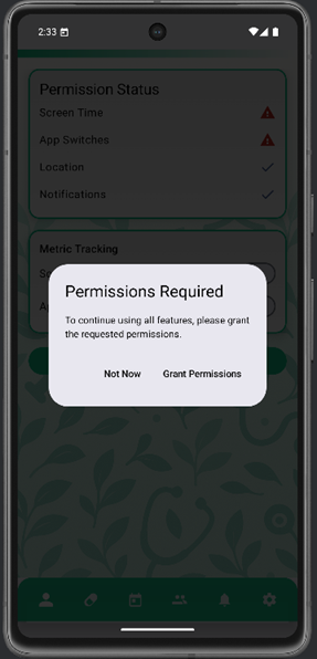 Phone metrics settings