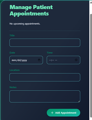 Clinician appointment scheduling modal