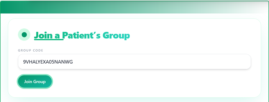 Join group screen with reference code input