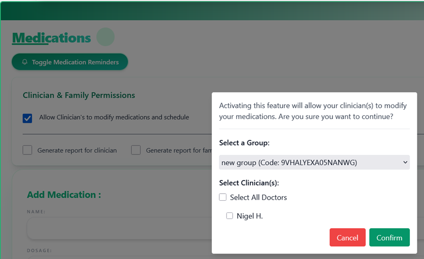 Medication reminders and permissions