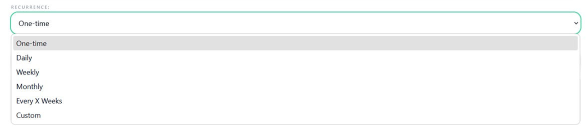 Recurrence options