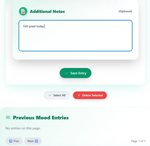 Completed mood entry